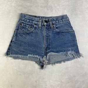 Levi's 550 Relaxed Fit Cutoff Shorts Women's Blue Denim Frayed Hem Y2K - 23